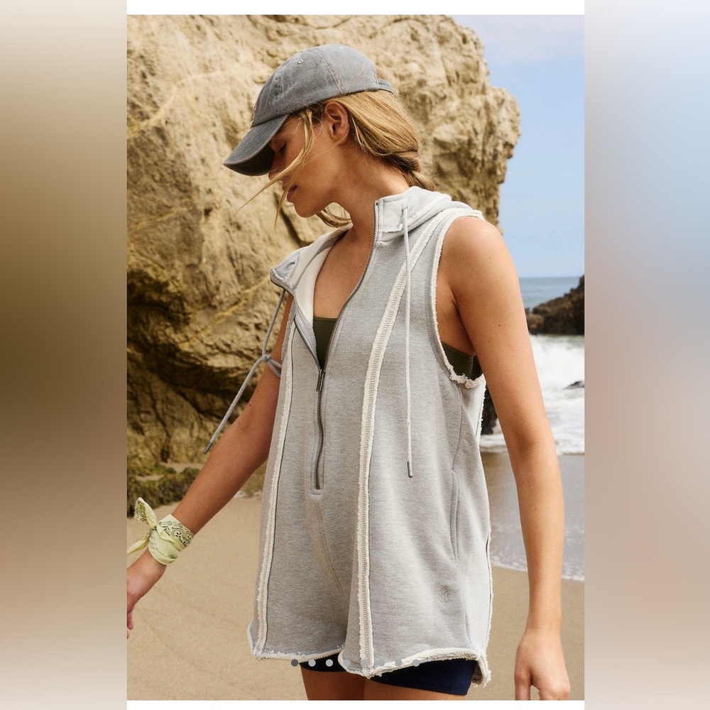 FP Movement by Free People Free Spirit Romper, Heather Grey, Size Small